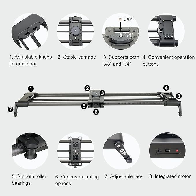 Konova New G1 Wireless Motorized Integrated Carbon Slider for Video, Time Lapse, Stop Motion, Parallax Panormaic Shooting (100cm (39.4"))