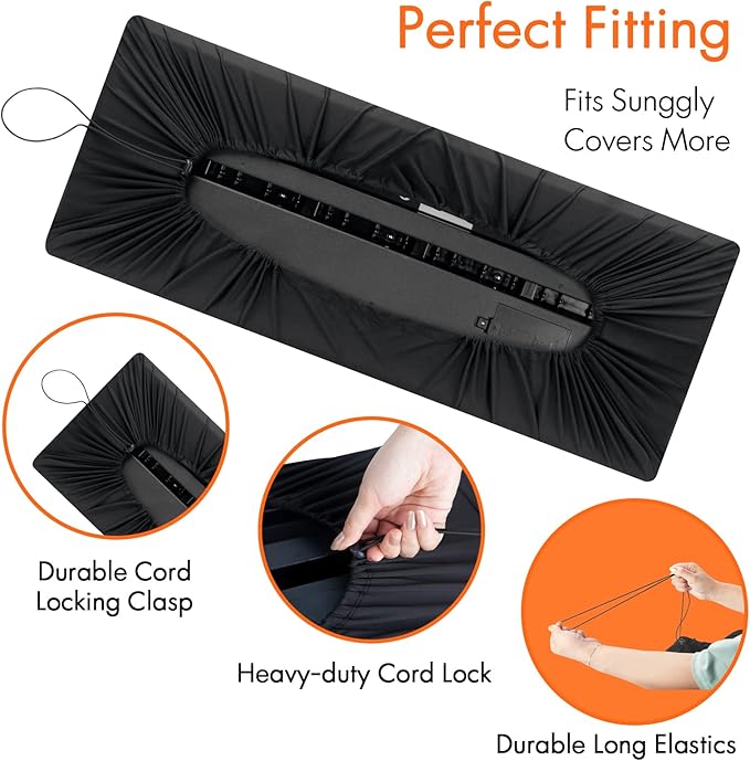 76 Keys Piano Keyboard Cover, Stretchy Music Dirt Proof Electronic Keyboard Cover With Durable Elastic & Cord Lock Must Have Piano Accessories, Black