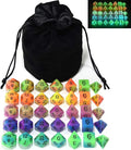 Double Color Glow in The Dark Dice Set 35 Pieces Polyhedral Dice for RPG DND MTG Games Include Black Velvet Pouch