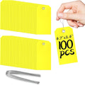 100Pcs Shipping Tags with Wire Ties Plastic Hang Tags for Labeling Blank Tags with Holes Waterproof Equipment Moving for Outdoors Auto Parts Luggage Garage Inventory(Yellow, 4 3/4" x 2 3/8")