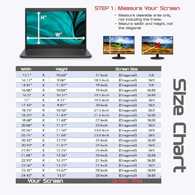 Computer Privacy Screen Filter for Widescreen Monitor - Anti-Glare, Blue Light Reduction, and Privacy Shield Protector - 24 Inch 16:9 Aspect Ratio