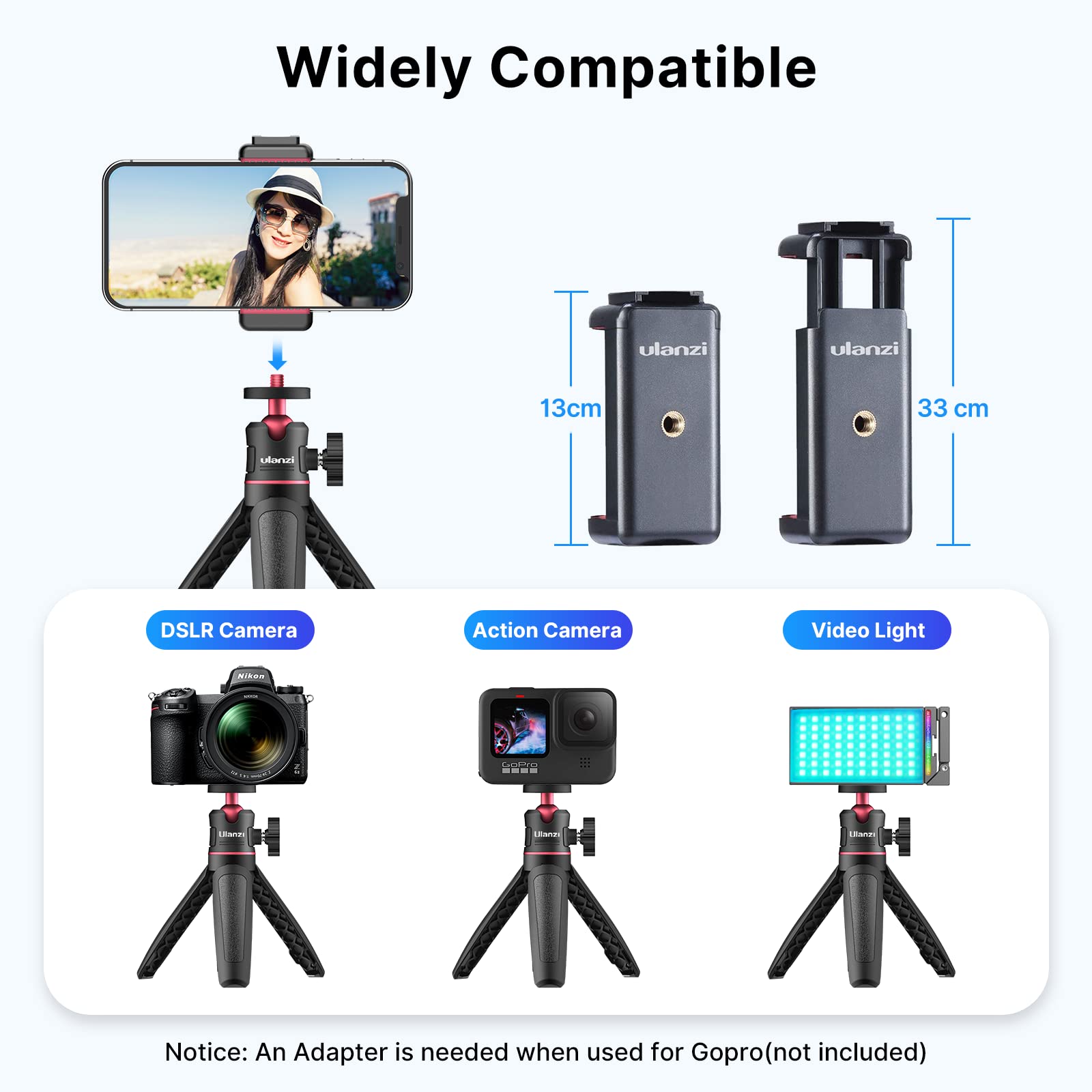 ULANZI MT-08 Extension Pole Tripod, Mini Selfie Stick Stand Handle Grip for Cell Phone iPhone Pro Max Android Luna Pocket Xtra Muse Canon Sony ZV-1 A6400 A6600 Cameras Video Recording/Vlogging