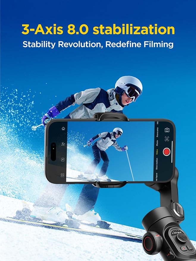 Gimbal Stabilizer for Smartphone, iPhone Gimbal w/Focus Wheel Face/Object Tracking for iPhone 16 15 Pro Max/Android Foldable 3-Axis Handheld Phone Stabilizer for Video Recording -Smart XE