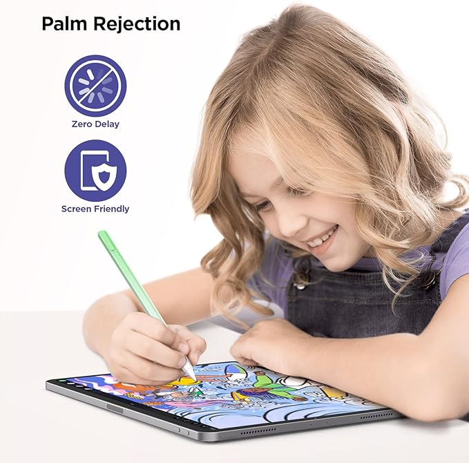Stylus Pen for iPad 2018-2024, 15Mins Fast Charge for Apple iPad Pencil, Palm Rejection,Tilt Sensitivity,Pencil for iPad 10/9/8/7/6, iPad Pro 12.9"/11"/13" M4, iPad Air 5/4/3/11"-13" M2, iPad Mini 6/5