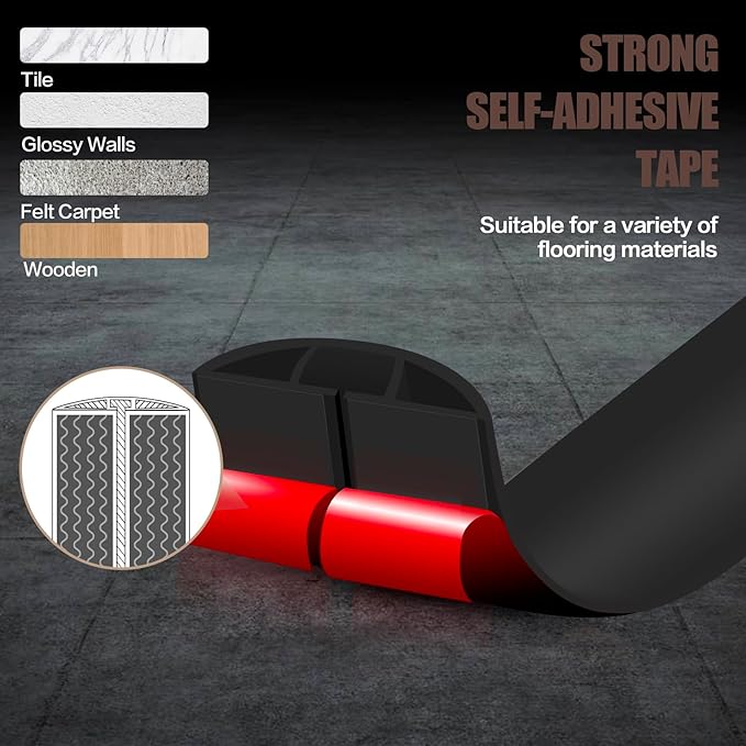 Floor Cord Cover Self Adhesive Cord Hider,10FT Cable Management, Extension Strip Protector for Wires, Prevent Cable Trips for Offices, Gyms, Exhibitions Cavity:0.51"(W) x 0.3"(H) Black