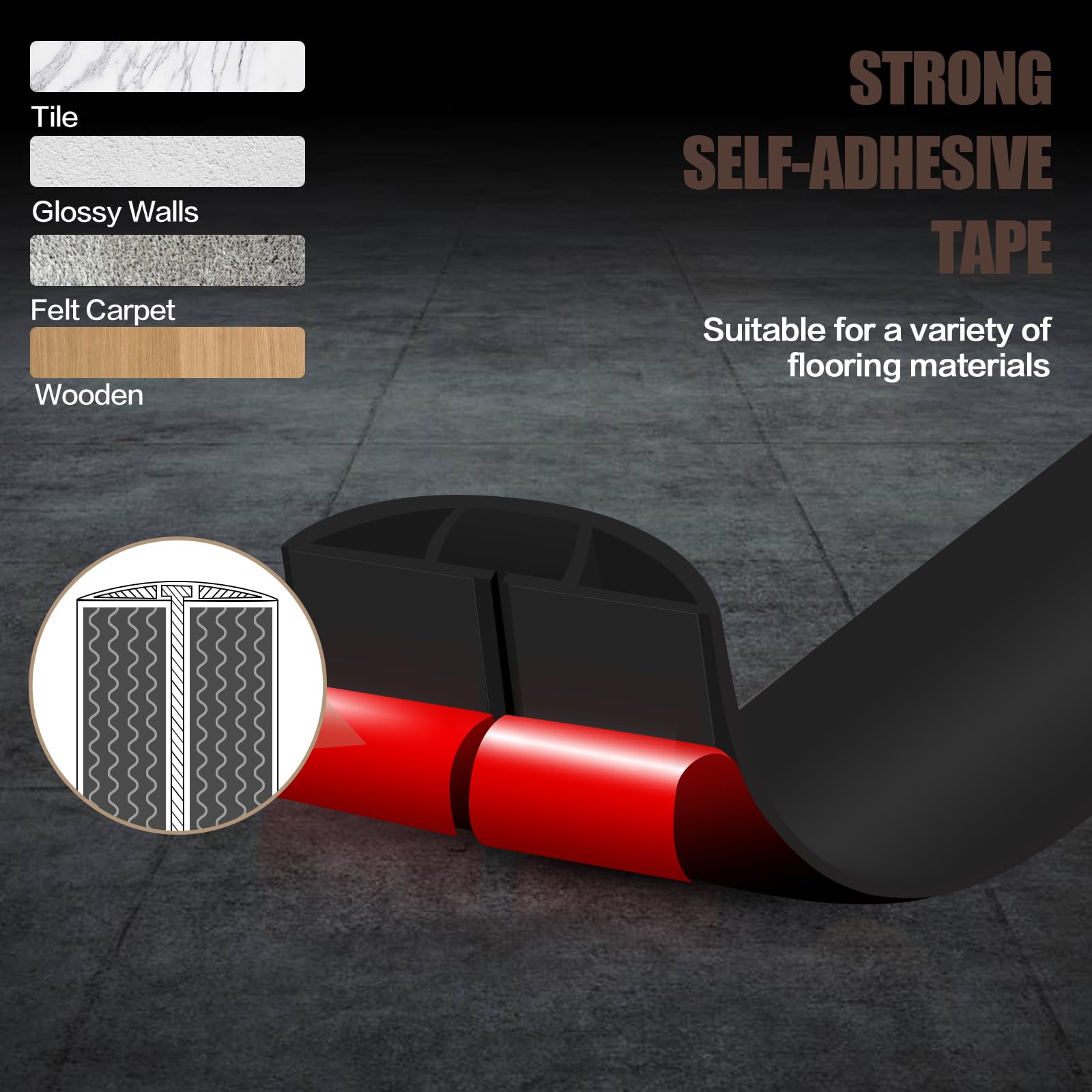 Floor Cord Cover Self Adhesive Cord Hider,10FT Cable Management, Extension Strip Protector for Wires, Prevent Cable Trips for Offices, Gyms, Exhibitions Cavity:0.39"(W) x 0.27"(H) Black