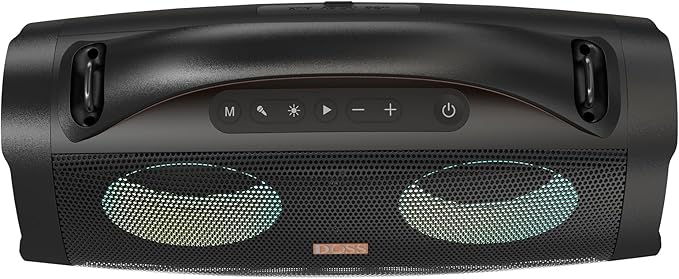 DOSS Extreme Boom+ Loud Bluetooth Speaker with 100W Stereo Sound, Extra Bass, 20H Playtime, Party-Sync Led Lights, Built-in Power Bank, IPX6 Waterproof Outdoor Speaker for Camping, Travel-Copper Gold