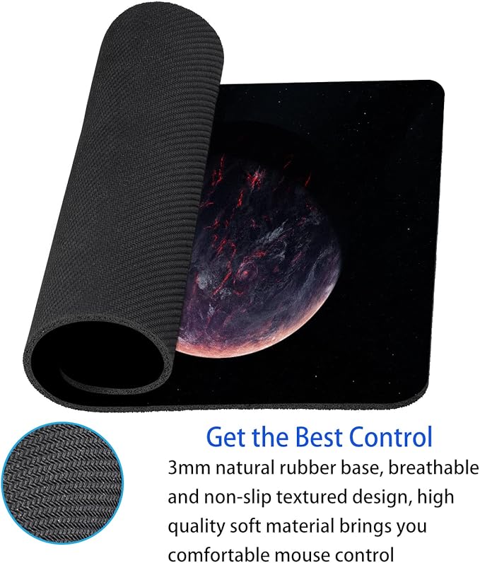 Sci-fi Galaxy Planet Mouse Pad Personalized Design Laptop Computer Non-Slip Rubber Mousepad 9.5x7.9 Inch