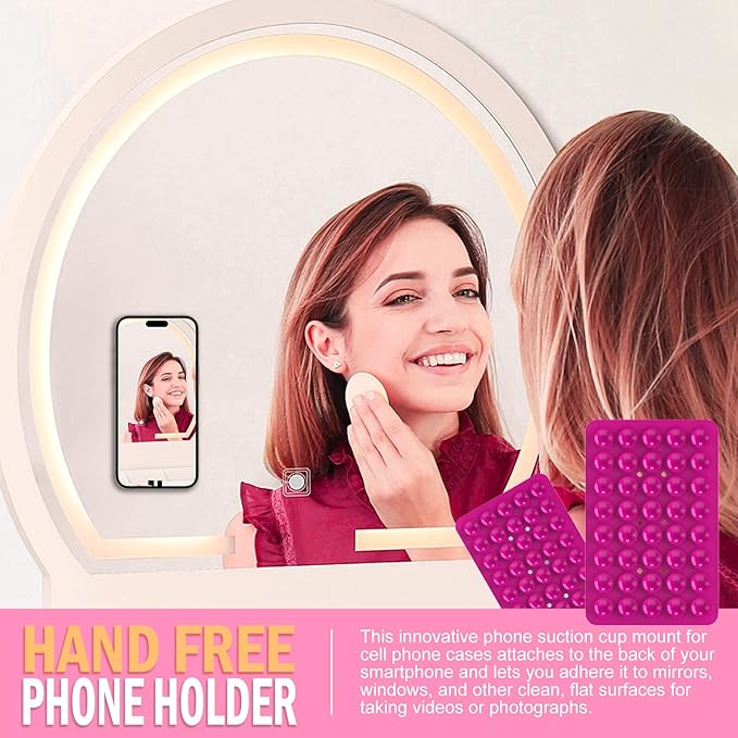 Silicone Double Sided Suction Phone Case Mount, Detachable Hands Free & Strong Grip Holder for Selfies & Videos, Compatible iPhone Android (Rose Red, 1Pack)