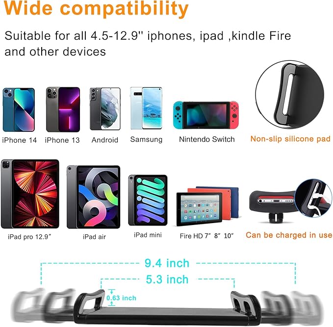 Tablet Stand Phone Holder for Bed,iPad Holder for Desk, Headboard,Bedside,Table, Compatible with iPhone iPad Kindle or Other 4.5-13" Screen Device