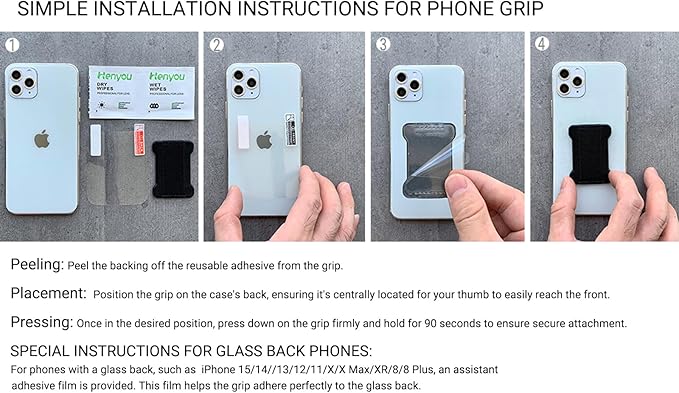 Universal Phone Grip for Smartphones - Phone Holder for Hand for Back of Phone - Wireless Charging Compatible (Green) - 2Pack