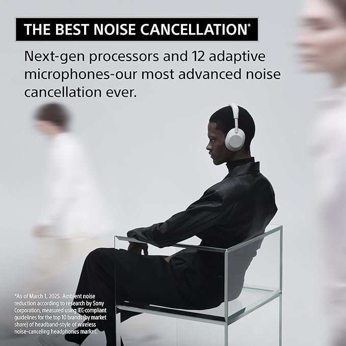 Sony WH-1000XM6 The Best Wireless Noise Canceling Headphones, HD NC Processor QN3, 12 Microphones, Adaptive NC Optimizer, Mastered by Engineers, Studio-Quality, 30-Hour Battery, Black