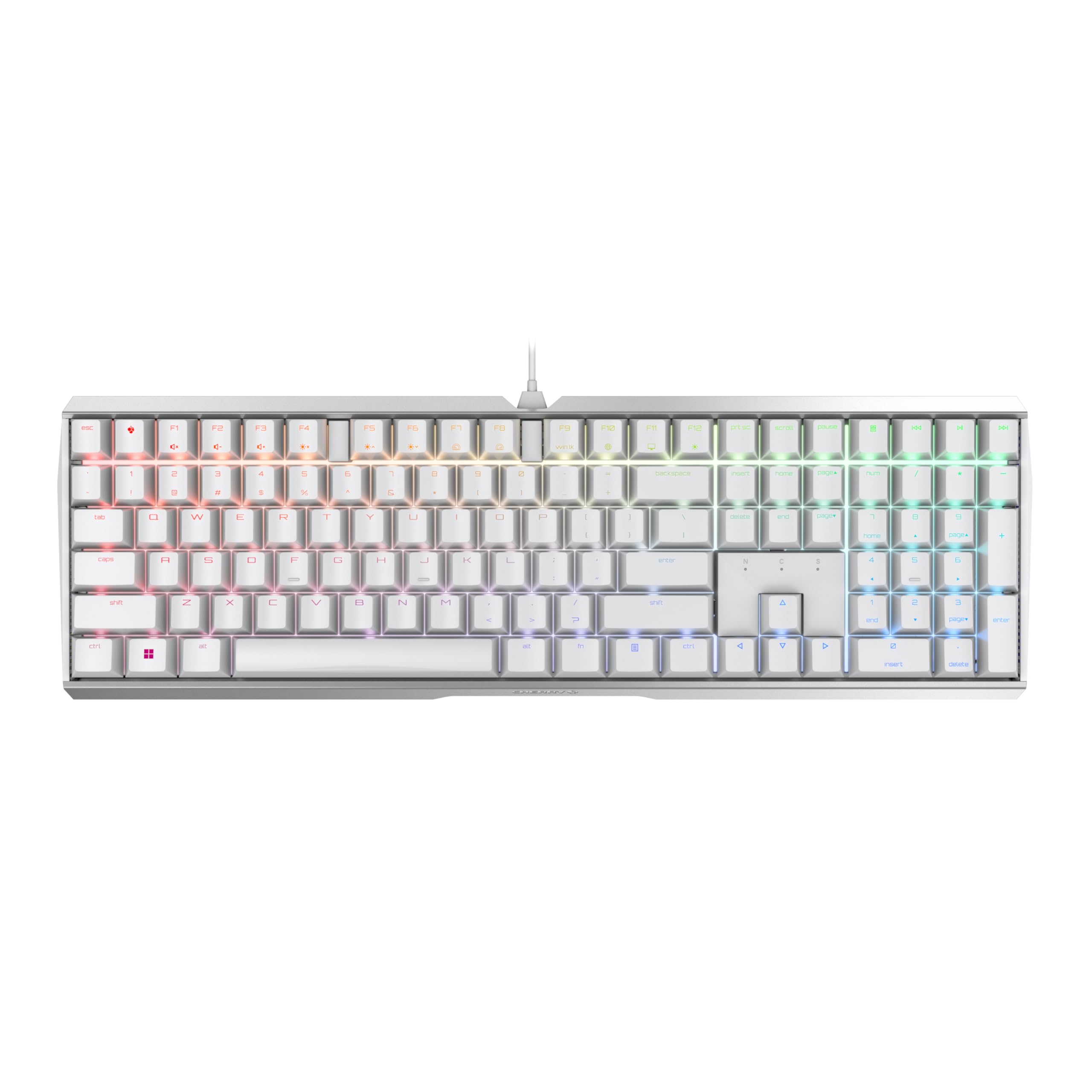 Cherry MX 3.0S, Wired Mechanical Gaming Keyboard, Robust Aluminum Housing, RGB-Lighting, Full Key Rollover, Anti Ghosting, MX RED Switches, White