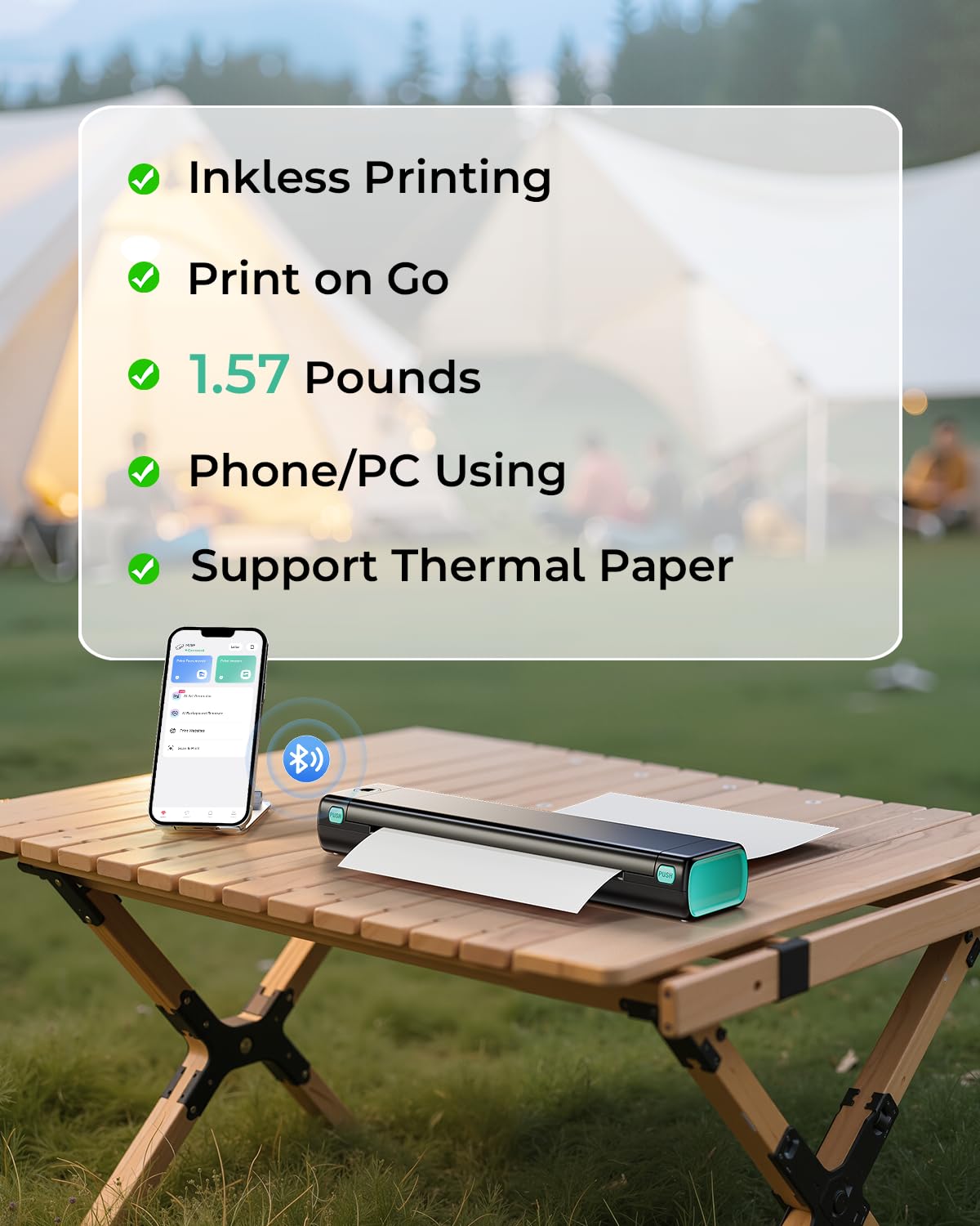 Phomemo M08F Portable Inkless Thermal Printer - 8.5'' x 11'' Letter, Black