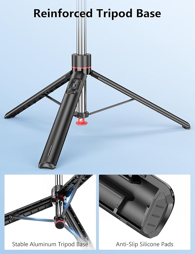 70'' Automatic Tripod, Extendable Selfie Stick Phone with Magnetic Remote & 1/4" Screw Camera Tripod Lightweight Travel Tripod for Cell Phone Compatible with iPhone 16/15/14/13/12/Android