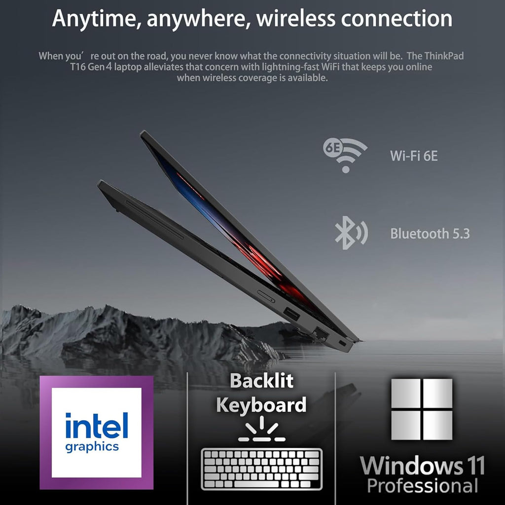 Lenovo ThinkPad T16 Gen 4 Business Laptop 16 FHD+ Display, Intel Ultra 5-225U (Beats i7-1355U), 32GB DDR5 RAM, 1TB SSD, 5MB Webcam, Fingerprint, Backlit KB, WiFi 6E, RJ-45, Win 11 Pro