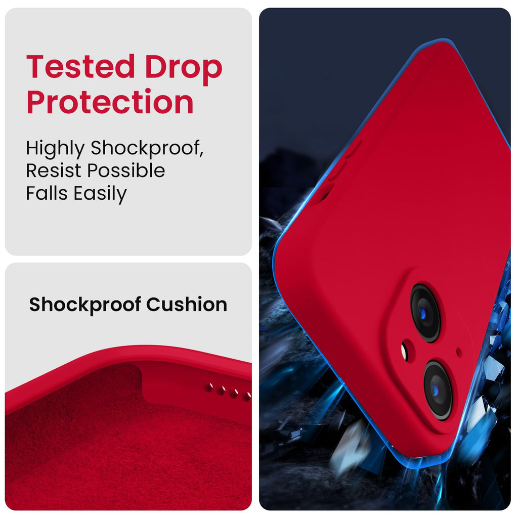FireNova Designed for iPhone 14 Case, Silicone Upgraded [Camera Protection] Phone Case, Soft Anti-Scratch Microfiber Lining Inside, 6.1 inch, Deep Red
