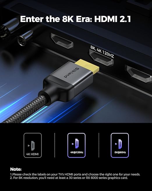 Silkland 10K 8K HDMI 2.1 Cable Certified 2-Pack 6.6FT [4K@120Hz 144Hz, 8K@60Hz, 2K@240Hz] Ultra High Speed HDMI® Cable 48Gbps (Upgrade Braided),HDR, eARC, HDCP 2.3, Compatible for/PS5/PS4/Roku TV