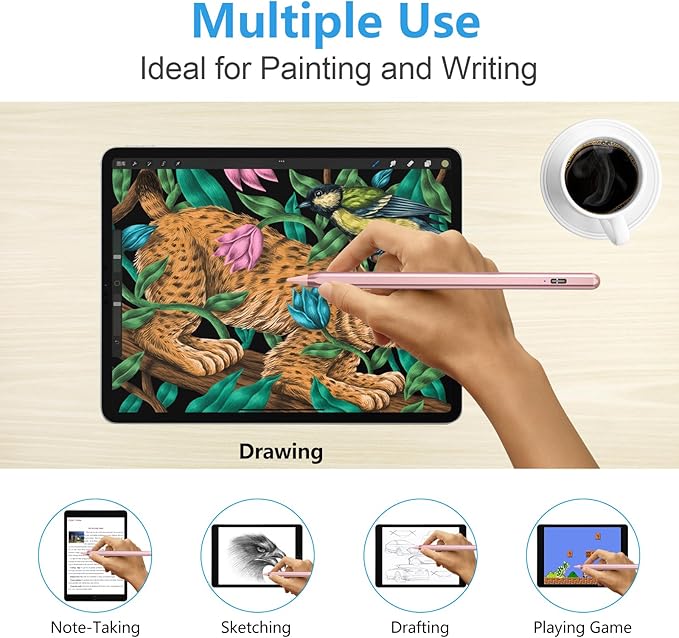 Stylus Pen for iPad 2018-2023 with Palm Rejection, Active Pencil for iPads 10th/9th/8th/7th/6th, for iPad Pro 11/12.9 inch, for iPad Air 5th/4th/3th Gen, for iPad mini 6th/5th Gen (Rose Gold)
