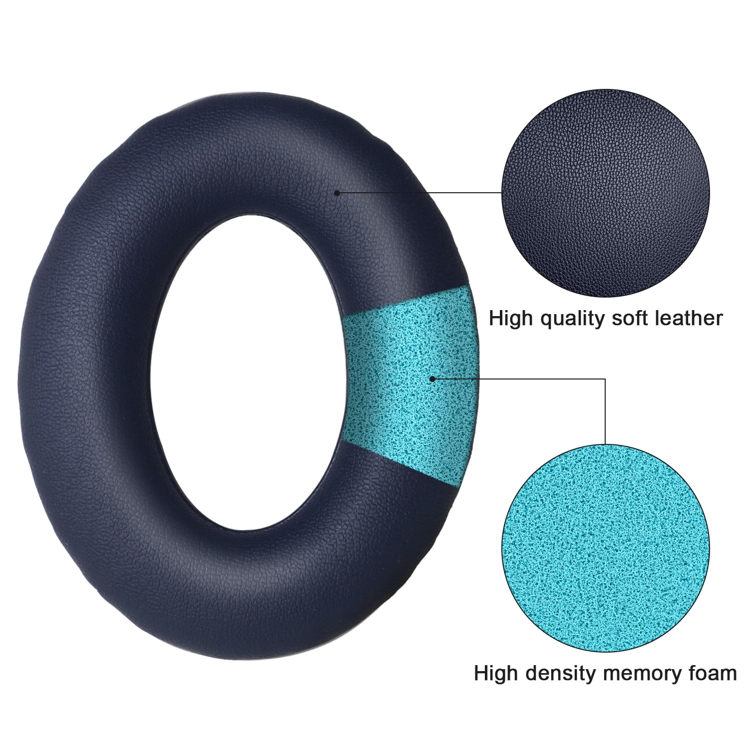Headphones Replacement Ear Pads,for Bose Quietcomfort QC35 35 ii (Navy Blue) Ear Pads with Softer Leather, Noise Isolation Foam-Blue