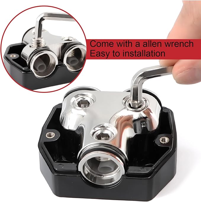 2 Way Power Distribution Block 1x 0 GA in 2X 0 GA Out Circuit Protector Distribution Connecting Blocks for Car Audio Splitter,1Pc with Installation Kit