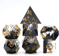 Haxtec Sharp Edge Dice Set DND Dice Set with Dice Case Handmade Black Swirls Resin D&D Dice Set for TTRPGs Compatible with Dungeons and Dragons Gifts-Dark Soul