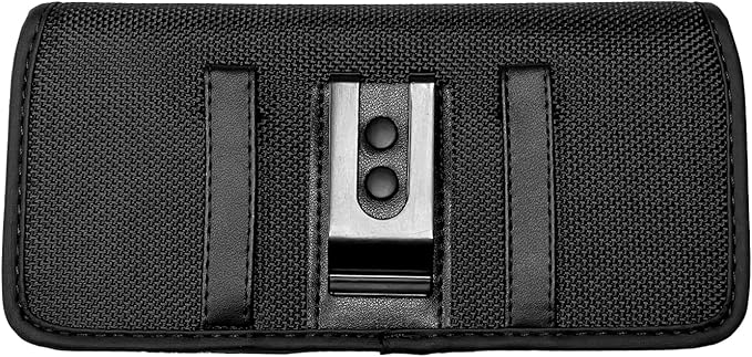 Nylon Cell Phone Holster for Samsung Galaxy A23/A25/A26/S22/S23/S24/S25 Cricket Outlast 5g, icon 5,icon 6, Horizontal Case Canvas Waist Carrying Pouch with Belt Clip/Loops, Black