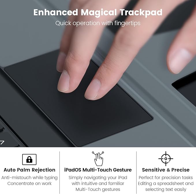 Nillkin iPad A16 (11th Gen) / 10th Gen Case with Detachable Keyboard, Magic Trackpad, Portrait/Landscape, Rugged Keyboard Case with Camera Cover for iPad 11th / 10th Generation (2025/2022), Black