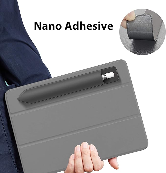 Doormoon Pencil Holder for iPad 2020/ Air/ 9.7 / Pro 10.5/12.9, Detachable Elastic Apple Pencil 5th Gen Leather Sleeve Pocket Pouch, Grey