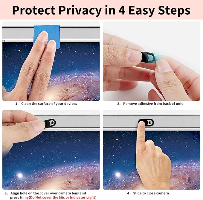 Webcam Cover (6 Pack) 0.03 inch Ultra Thin Laptop Camera Cover Slide for Computer MacBook Pro/Air iMac iPhone Cell Phone PC Tablet Notebook Surface Pro Echo Show Camera Blocker Slider - Black