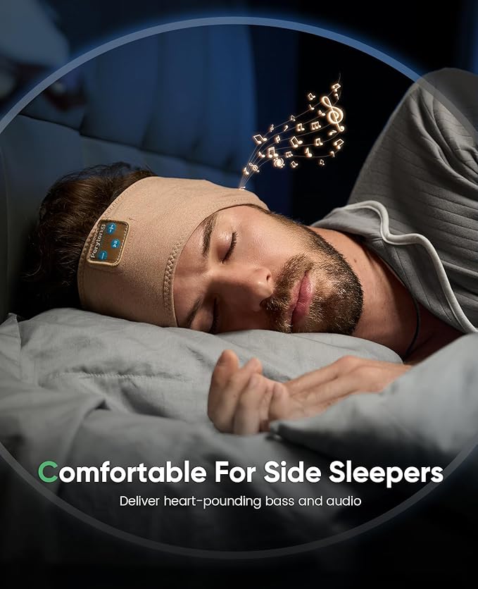 Perytong Sleep Headphones Bluetooth Headband Headphones, Headphone Band Earphones Music Sleeping Eye Mask Earbuds with HD Stereo Speaker for Women Men Teen Sleep Running Cool Gadgets Unique Gifts
