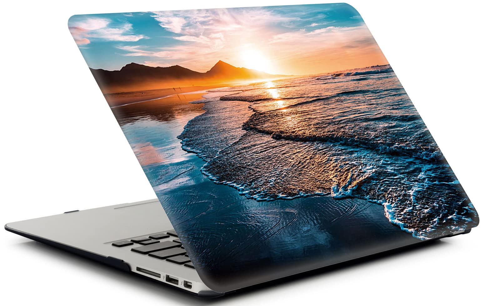Beach Sunset Hard Case Compatible with MacBook Air 13 Inch Case 2017 2016 2015 2014 2013 2012 2011 2010 Release A1466/A1369,AMCJJ Plastic Hard Shell Cover & Keyboard Cover &Screen Protector