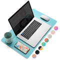 YSAGi Desk Mat, Waterproof Desk Pad,Large Mouse pad for Desk, Leather Desk Pad for Keyboard and Mouse,Dual-Sided Mouse Mat for Office (23.6" x 13.7", Calamine Blue+Cobalt Green)