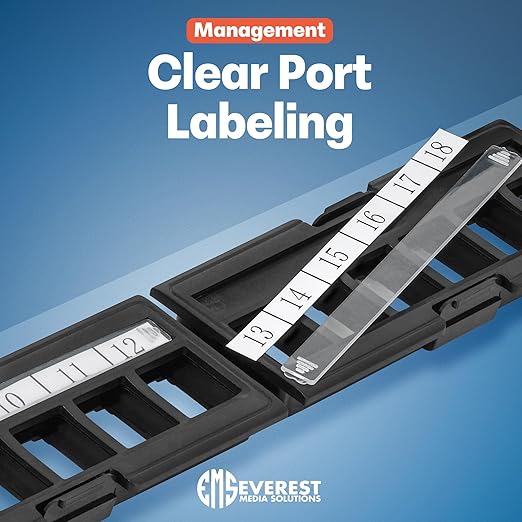Everest Media 12-Port Keystone Patch Panel (1-Pack) - Removable 6-Port Panels - with 89D Wall Mount Bracket - Vertical/Horizontal Installation - 8 Blank Keystone Jack Inserts Included