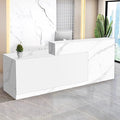 Reception Desk with Counter Modern Checkout Counter with Lockable Drawer Keyboard Tray Receptionist Desk for Office Salon Reception Table K Left 59inch/150cm