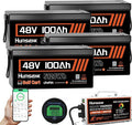 4PCS 48 Volt Lithium Battery for Golf Cart with 48V 15A Charger, 100A Lifepo4 Batterys Built-in Bluetooth 5.0 & 200A BMS, 15000+ Deep Cycle Lithium Battery, 42-58 Mile Ranges for Golf Cart