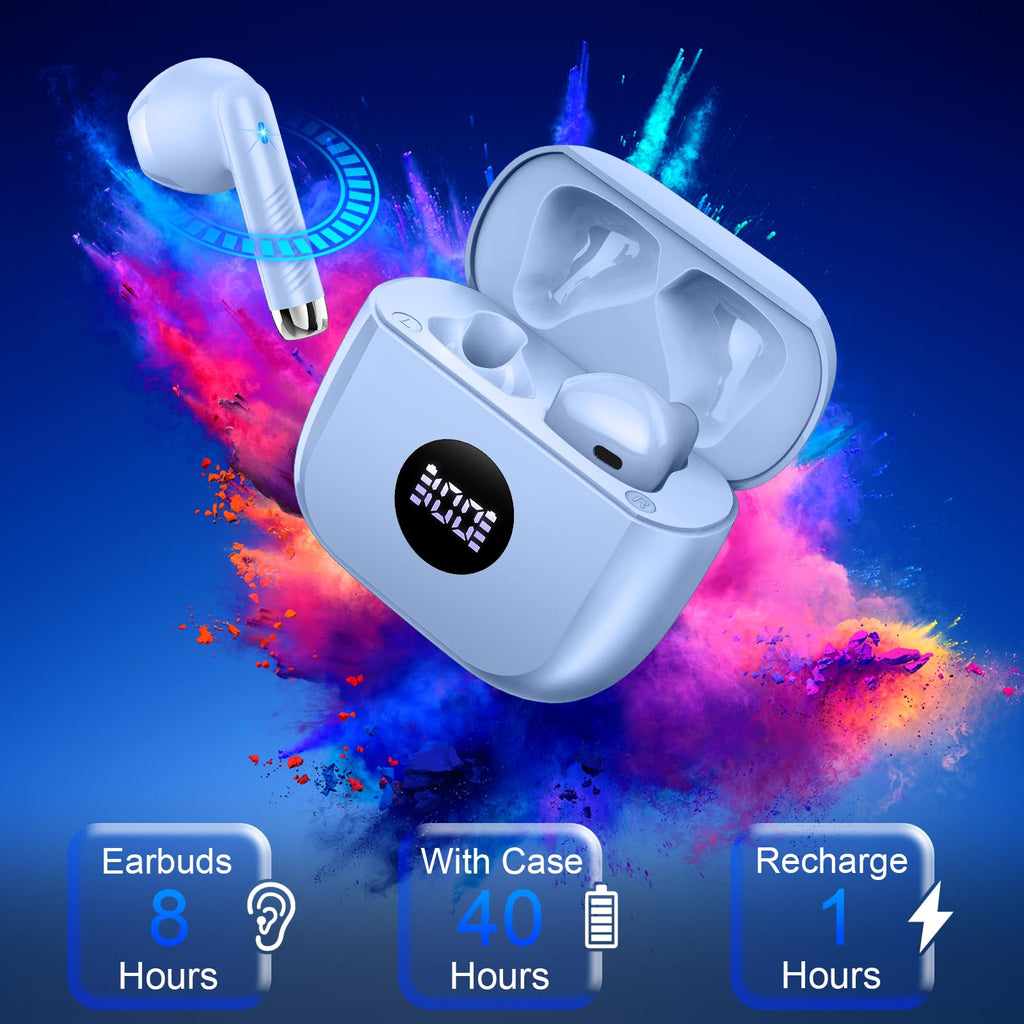 Wireless Earbuds, Bluetooth 5.4 Earbuds, LED Power Display, HiFi Stereo