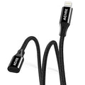 AGVEE 2 Pack 6.6ft Lightning Extension Cable, Braided Female to Male Extender Full Function Cord Compatible with iPhone iPad, Data Sync Video Audio & Charging Connector Adapter, Black