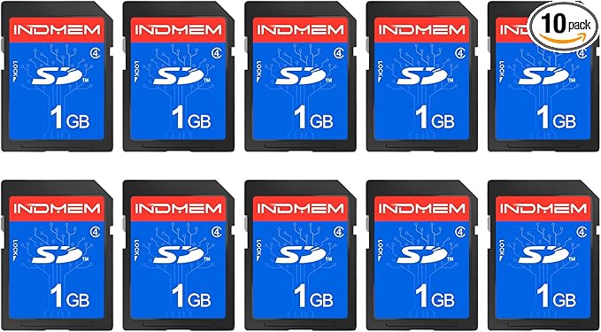INDMEM SD Card 1GB, 10 Packs Class 4 1GB Flash Memory Card MLC Standard Secure Digital Cards Camera Card