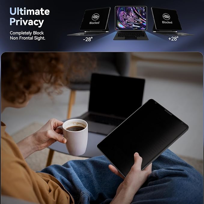 Privacy Screen Protector for iPad Air 5th&Air 4th (10.9 In)/ iPad Pro 11 (2022/21/20/18), Anti Glare Blue Light Spy Filter Private, High Sensitive Bubble-Free Easy Install Black Security Screen Shield