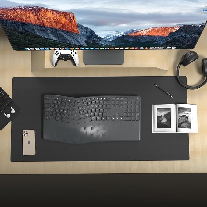 Ergonomic Wireless Keyboard with Wrist Rest, 2.4G Full Size Split Ergo Keyboard with Wave Keys, Comfortable Natural Typing for Windows Computer Desktop Laptop