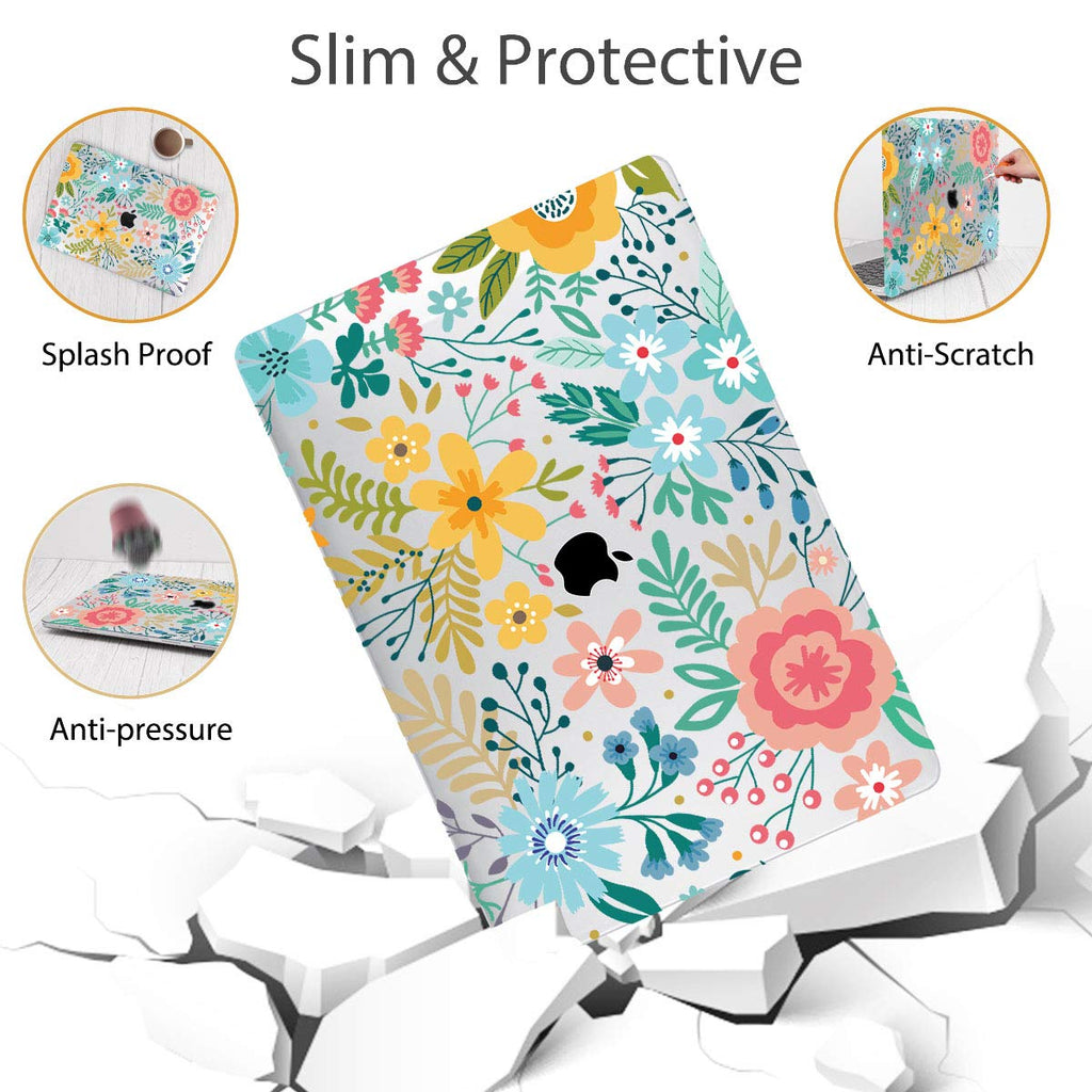 Mektron for MacBook Air 13 Case A1466/A1369 (2010-2017 Release), Snap-on Plastic Hard Shell Cover for MacBook Air 13.3 inch with Keyboard Cover,Garden Flowers