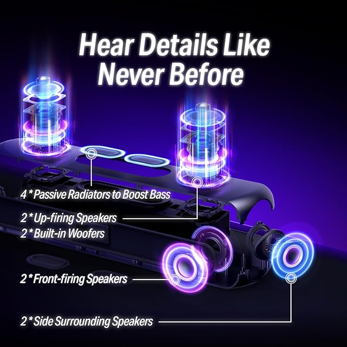 OXS Thunder Pro Gaming Soundbar with 5.1.2 Dolby Atmos Surround Sound System, Built-in Woofer, Bluetooth Multi-Connection, 3 Pro Gamer Modes, Sleek Toggle Design, for Pcs and Gaming Consoles