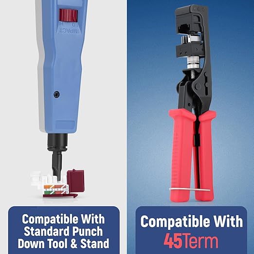 Everest 45° Angled RJ45 Cat6 Keystone Jacks 20-Pack in Red - Slim Profile Female RJ45 Connectors - Cat 6 Keystone Jack - Compatible with 45° Angled Speed Termination Tool - 45Term (B0BL3GS7ZY)