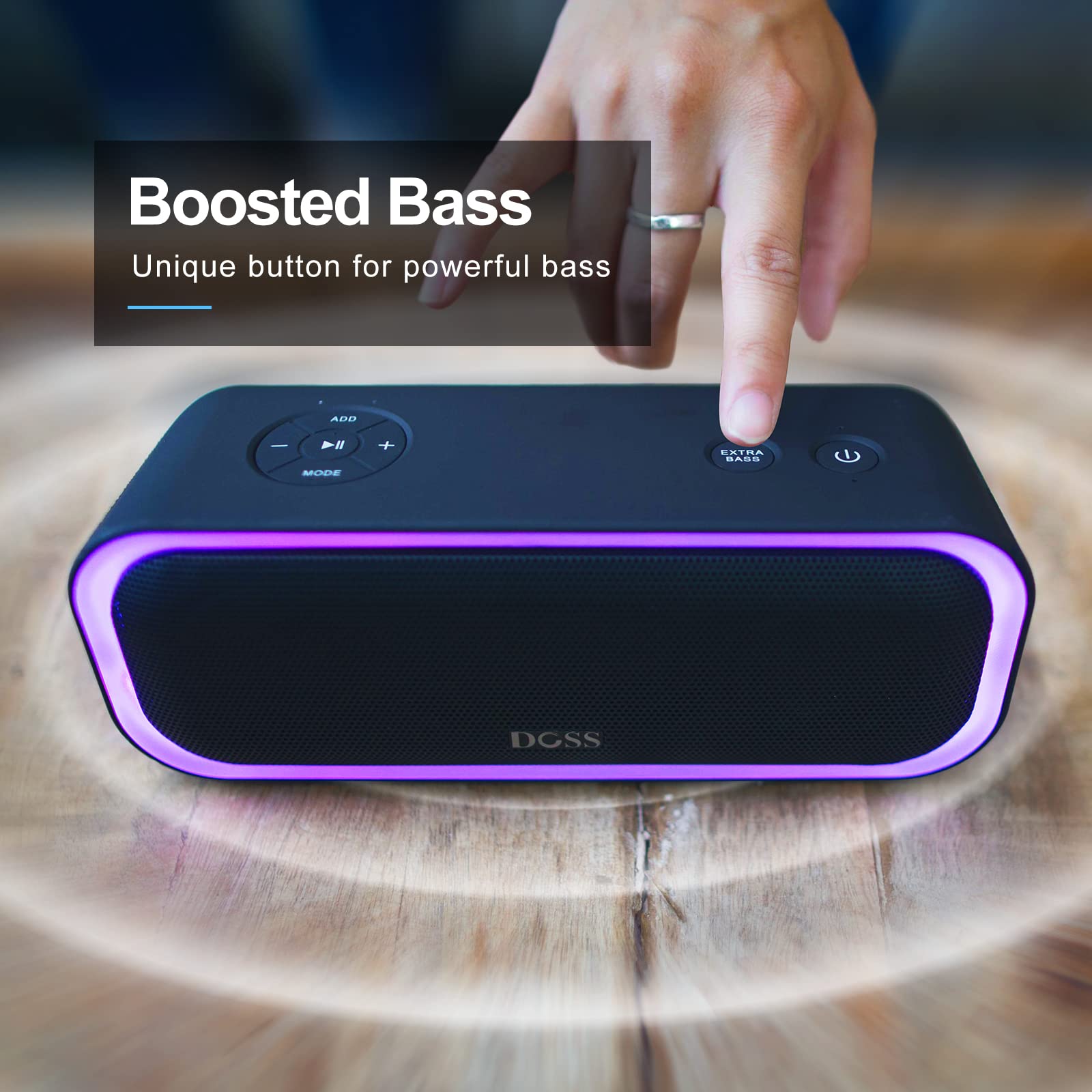 DOSS SoundBox Pro Bluetooth Speaker, 20W Stereo Sound, Active Extra Bass