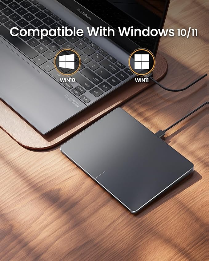 ProtoArc Wired USB Trackpad for Windows 10/11, Large High-Precision Wired Trackpad Mouse with Multi-Gesture, Ultra Slim Portable Aluminum Touchpad Mouse for Computer/Desktop/Laptop