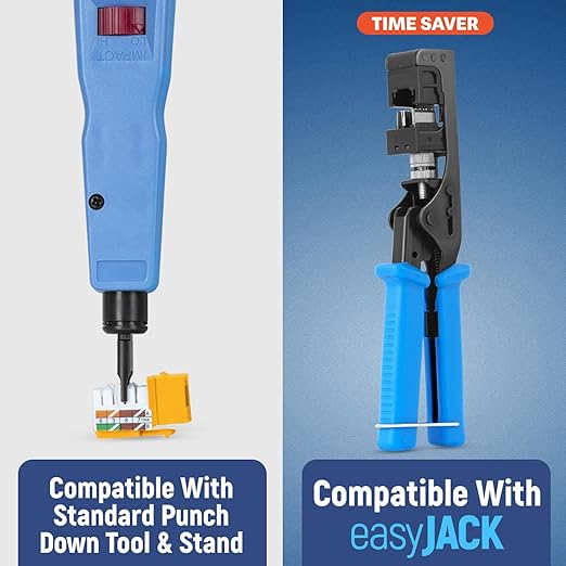 Everest 90° Angled RJ45 Cat6 Keystone Jacks 20-Pack in Yellow - Slim Profile Female RJ45 Connectors - Cat 6 Keystone Jack - Compatible with 90° Angled Speed Termination Tool - easyJACK (B094WB91H3)