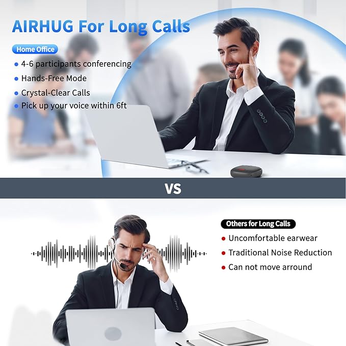 AIRHUG Conference Speaker and Microphone, Bluetooth Speakerphone with 360° Voice Pickup, Advanced Noise Reduction, USB-C Plug & Play, Compatible with Zoom and MS Team