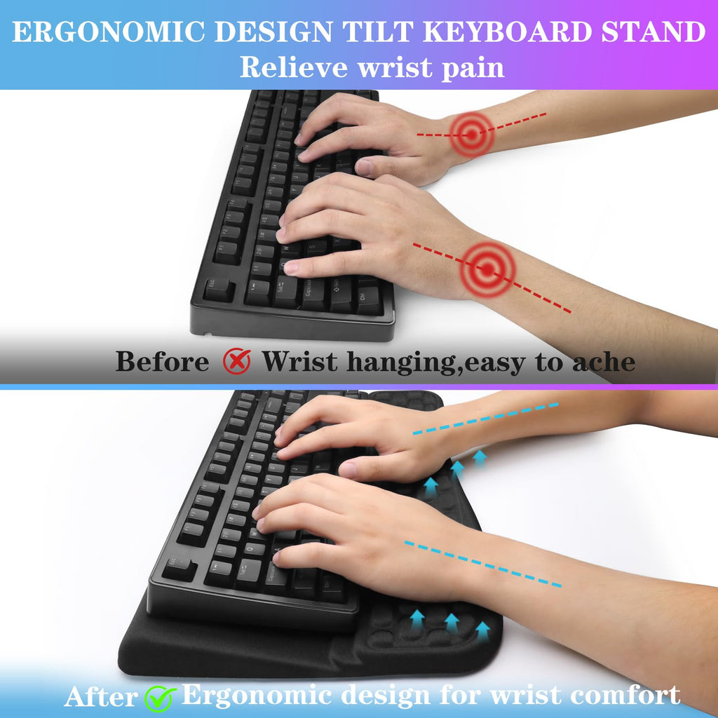 Ergonomic Computer Keyboard Stand with Wrist Rest Support Pad, 02-Black