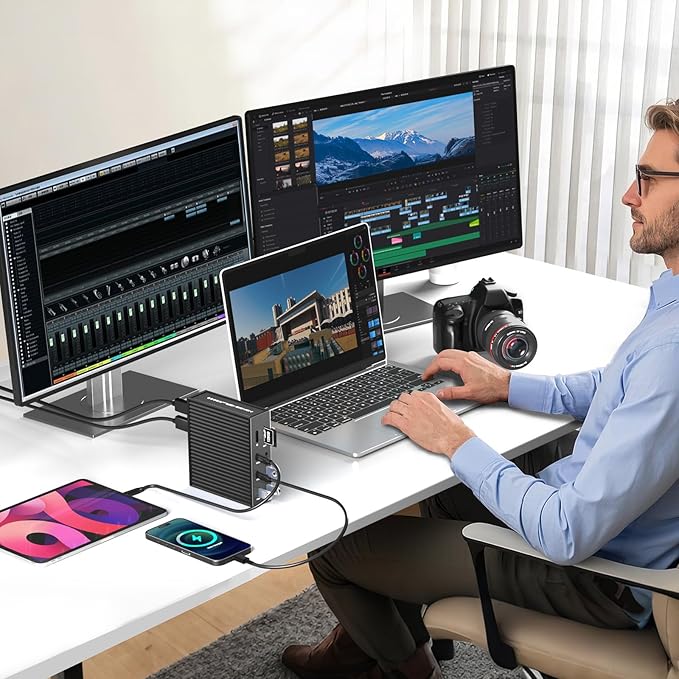 ACASIS USB C Docking Station Dual Monitor,16-in-1 Laptpop Docking Station with 2* HDMI,VGA,2.5G Ethernet,SD/TF,10Gbps USB-C 3.1,3.5mm Audio,PD100W,USBC Hub for MacBook/Dell/Lenovo/HP/ThinkPad (Black)